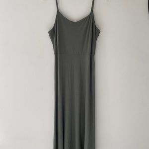 Loft Spaghetti Strap Olive Green Midi Dress Women’s Sz 4 Sleeveless NWT Side Zip